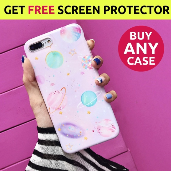 GoByte Accessories - NEW iPhone 7/8/Plus Pink Planet Universe Case